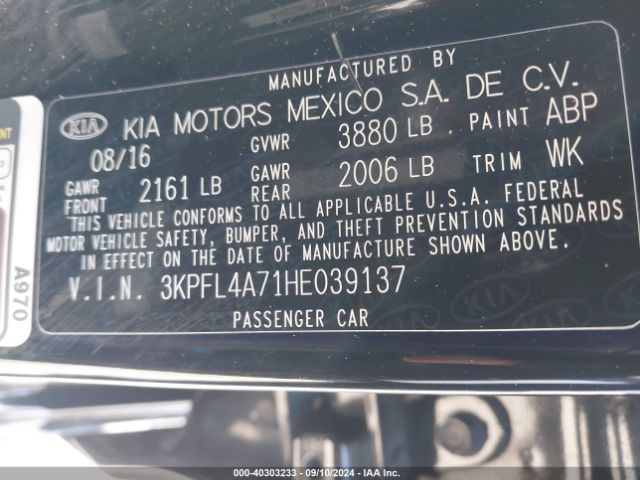 Photo 8 VIN: 3KPFL4A71HE039137 - KIA FORTE 