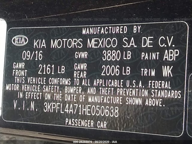 Photo 8 VIN: 3KPFL4A71HE050638 - KIA FORTE 