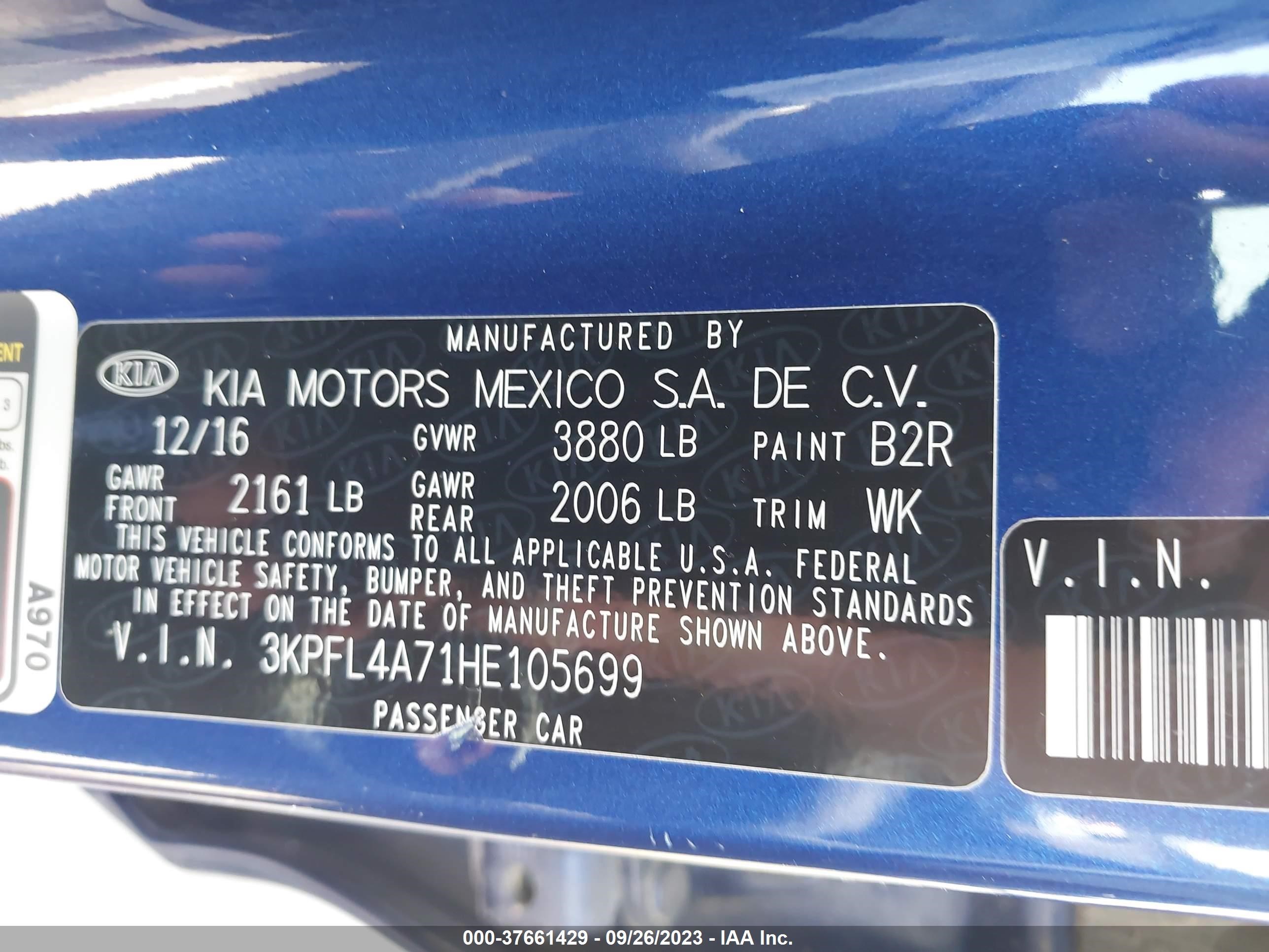 Photo 8 VIN: 3KPFL4A71HE105699 - KIA FORTE 