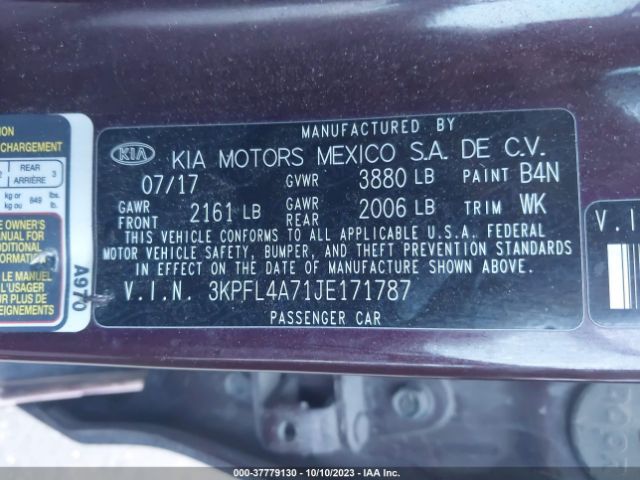 Photo 8 VIN: 3KPFL4A71JE171787 - KIA FORTE 