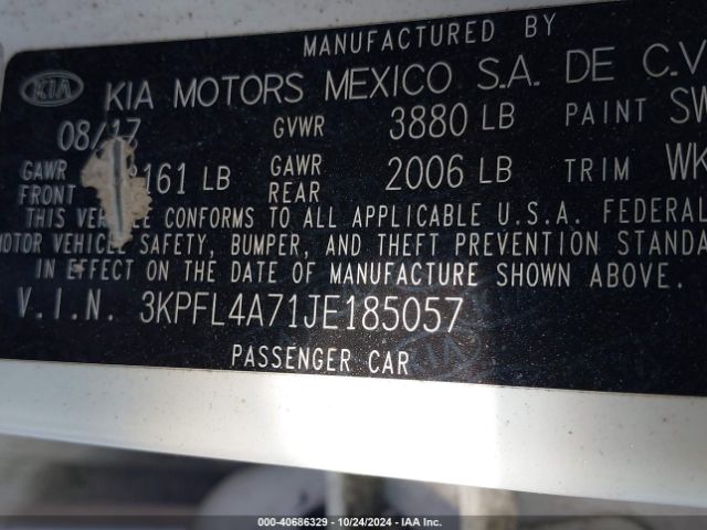 Photo 8 VIN: 3KPFL4A71JE185057 - KIA FORTE 