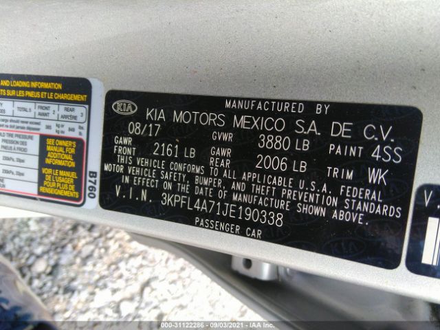 Photo 8 VIN: 3KPFL4A71JE190338 - KIA FORTE 