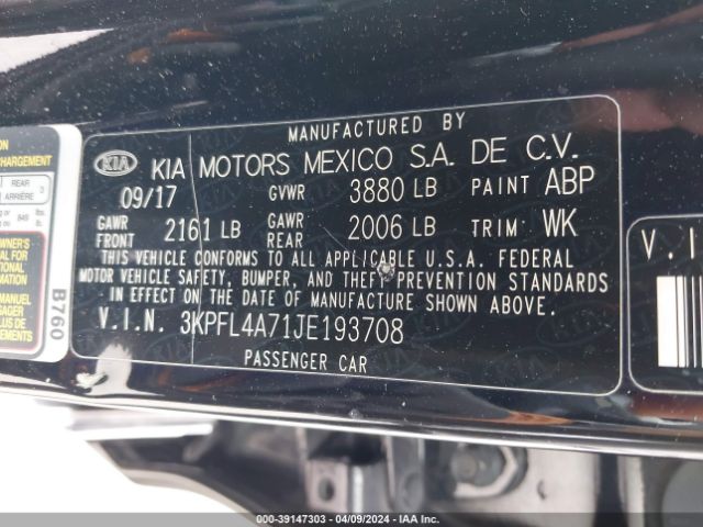 Photo 8 VIN: 3KPFL4A71JE193708 - KIA FORTE 