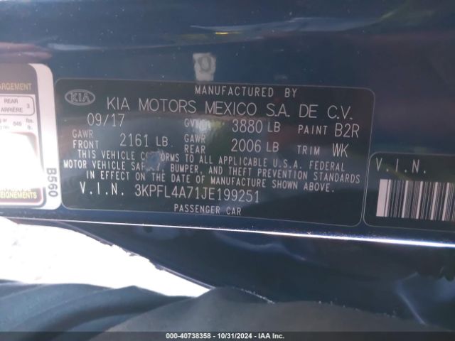 Photo 8 VIN: 3KPFL4A71JE199251 - KIA FORTE 