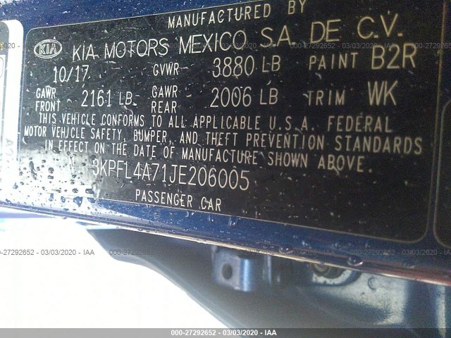 Photo 8 VIN: 3KPFL4A71JE206005 - KIA FORTE 