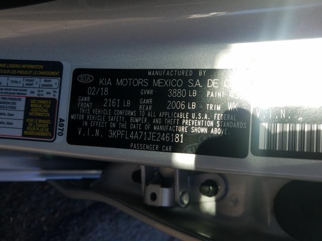 Photo 9 VIN: 3KPFL4A71JE246181 - KIA FORTE LX 