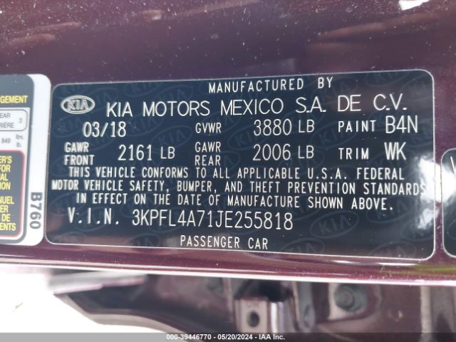 Photo 8 VIN: 3KPFL4A71JE255818 - KIA FORTE 