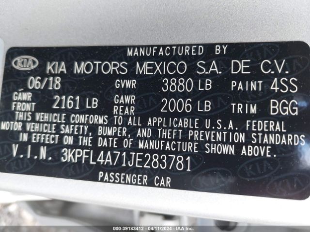 Photo 8 VIN: 3KPFL4A71JE283781 - KIA FORTE 