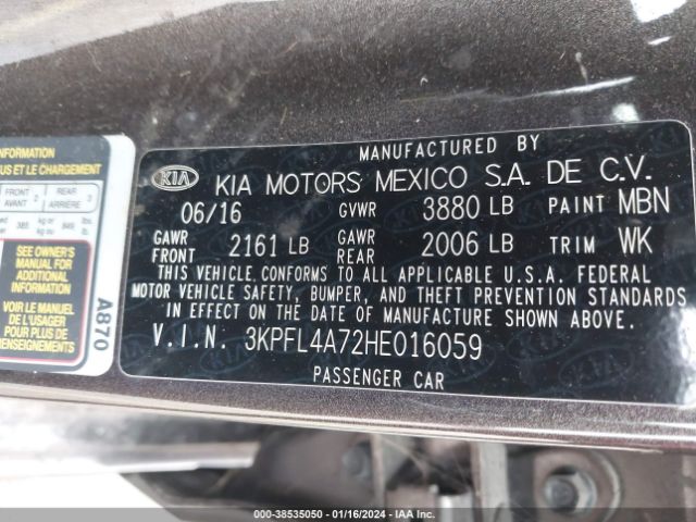 Photo 8 VIN: 3KPFL4A72HE016059 - KIA FORTE 