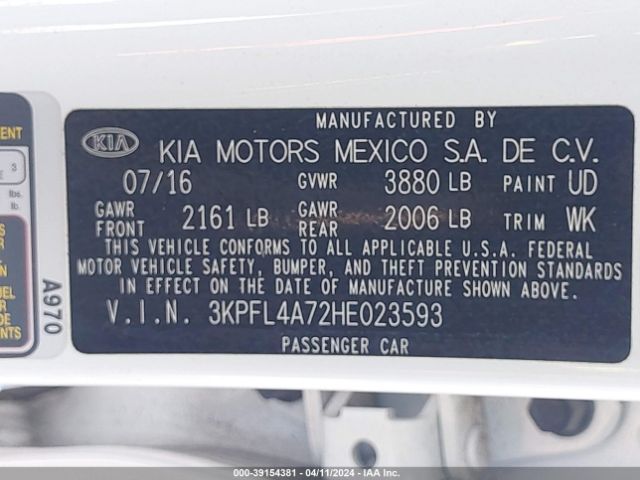 Photo 8 VIN: 3KPFL4A72HE023593 - KIA FORTE 