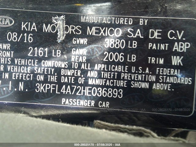 Photo 8 VIN: 3KPFL4A72HE036893 - KIA FORTE 