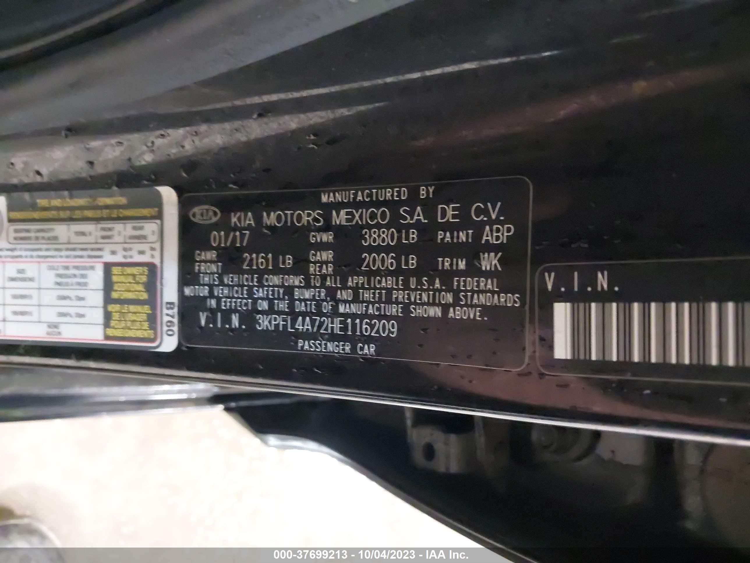 Photo 8 VIN: 3KPFL4A72HE116209 - KIA FORTE 