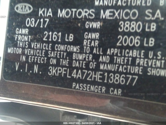 Photo 8 VIN: 3KPFL4A72HE138677 - KIA FORTE 