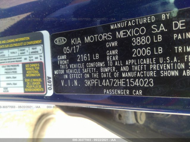 Photo 8 VIN: 3KPFL4A72HE154023 - KIA FORTE 