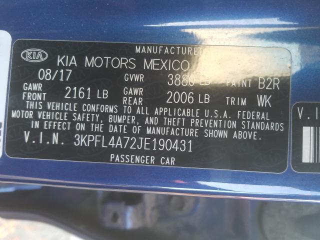 Photo 9 VIN: 3KPFL4A72JE190431 - KIA FORTE LX 