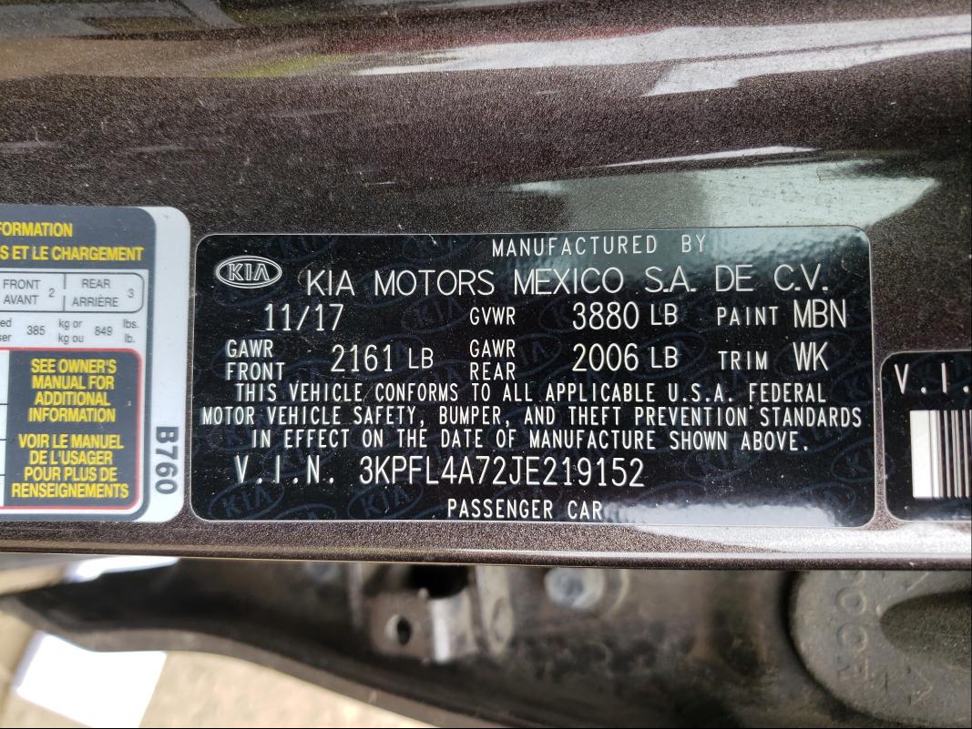 Photo 9 VIN: 3KPFL4A72JE219152 - KIA FORTE LX 