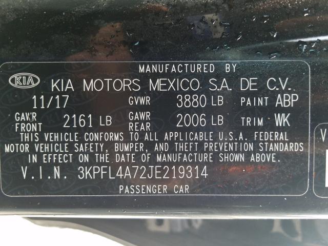 Photo 9 VIN: 3KPFL4A72JE219314 - KIA FORTE LX 