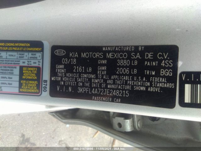 Photo 8 VIN: 3KPFL4A72JE248215 - KIA FORTE 