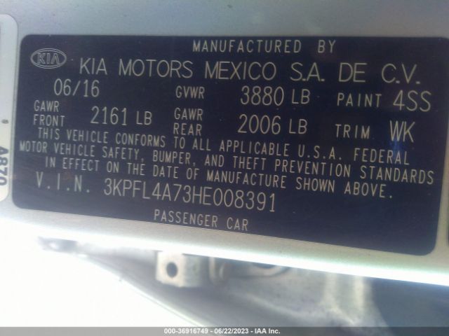 Photo 8 VIN: 3KPFL4A73HE008391 - KIA FORTE 