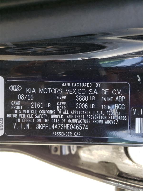 Photo 9 VIN: 3KPFL4A73HE046574 - KIA FORTE LX 