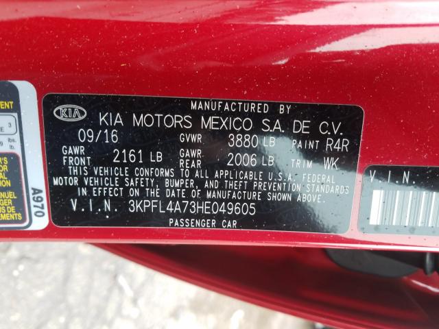 Photo 9 VIN: 3KPFL4A73HE049605 - KIA FORTE LX 