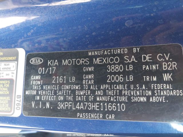 Photo 8 VIN: 3KPFL4A73HE116610 - KIA FORTE 