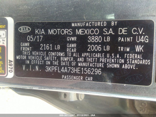 Photo 8 VIN: 3KPFL4A73HE156296 - KIA FORTE 