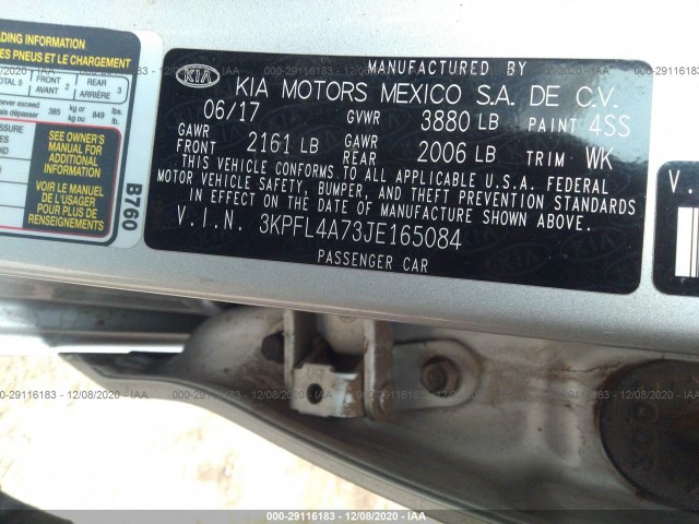 Photo 8 VIN: 3KPFL4A73JE165084 - KIA FORTE 