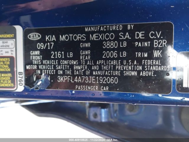 Photo 8 VIN: 3KPFL4A73JE192060 - KIA FORTE 