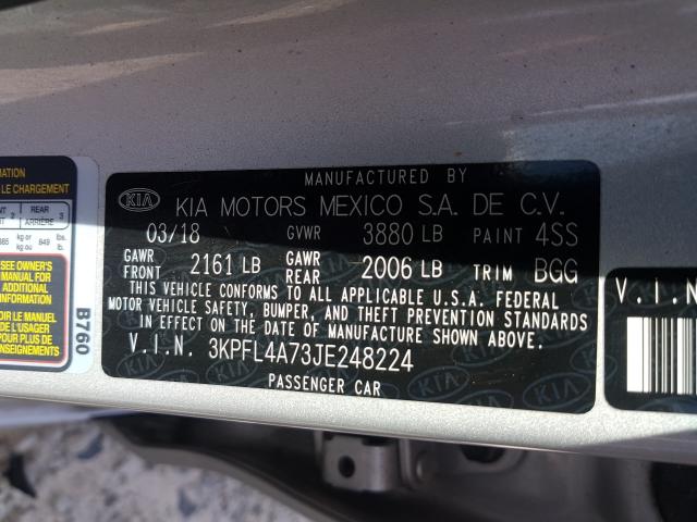 Photo 9 VIN: 3KPFL4A73JE248224 - KIA FORTE LX 