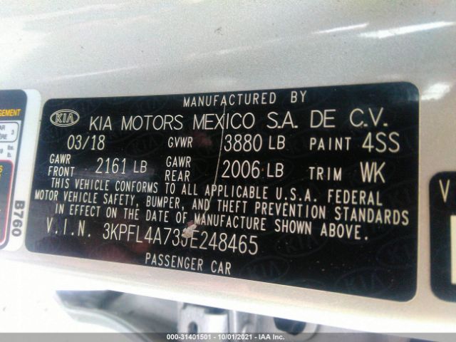 Photo 8 VIN: 3KPFL4A73JE248465 - KIA FORTE 