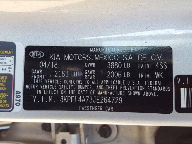 Photo 9 VIN: 3KPFL4A73JE264729 - KIA FORTE LX 