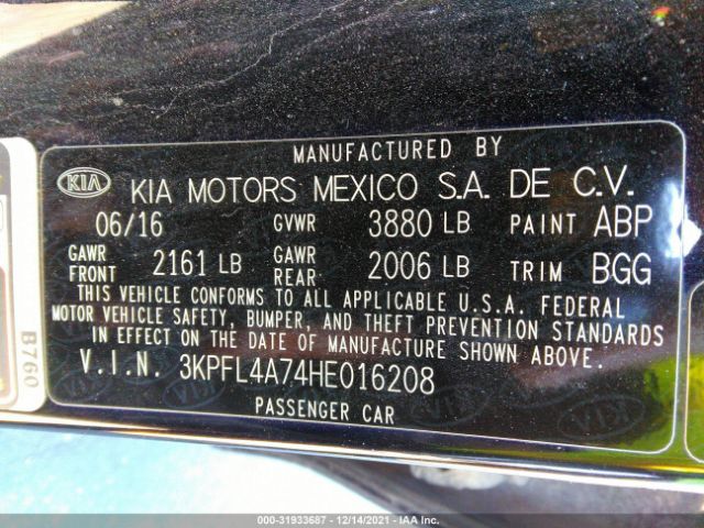 Photo 8 VIN: 3KPFL4A74HE016208 - KIA FORTE 