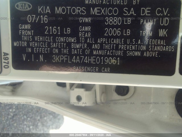 Photo 8 VIN: 3KPFL4A74HE019061 - KIA FORTE 