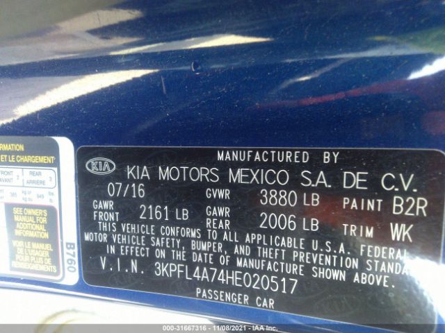 Photo 8 VIN: 3KPFL4A74HE020517 - KIA FORTE 