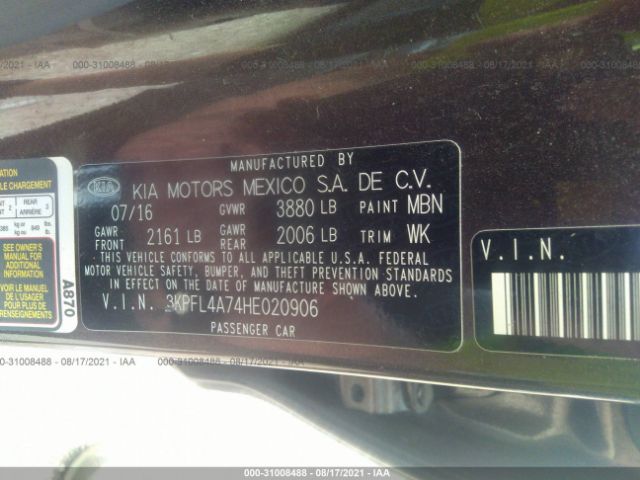 Photo 8 VIN: 3KPFL4A74HE020906 - KIA FORTE 