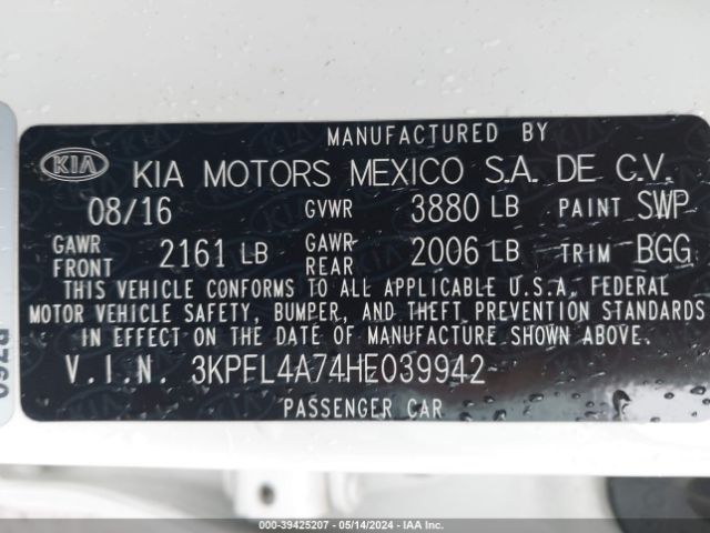 Photo 8 VIN: 3KPFL4A74HE039942 - KIA FORTE 