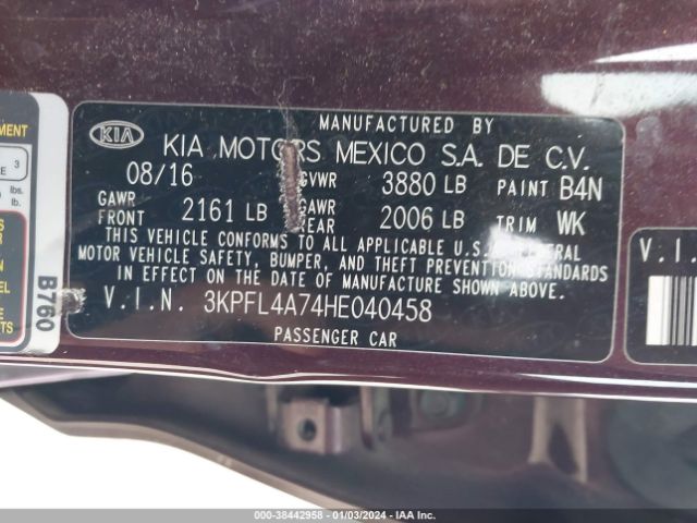 Photo 8 VIN: 3KPFL4A74HE040458 - KIA FORTE 