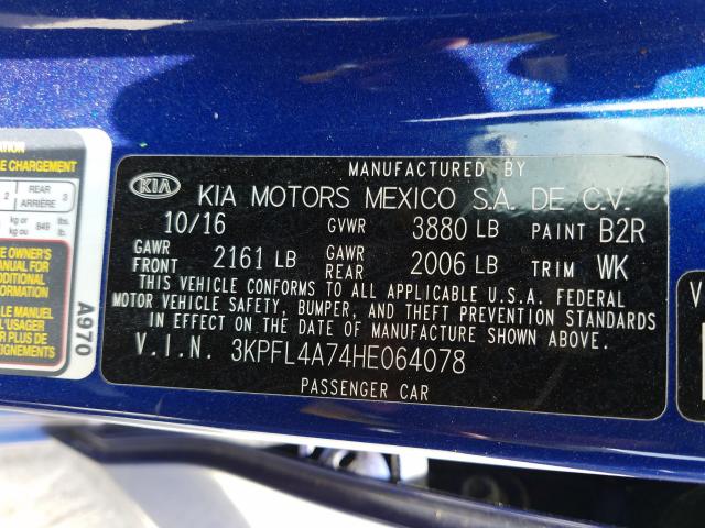 Photo 9 VIN: 3KPFL4A74HE064078 - KIA FORTE LX 