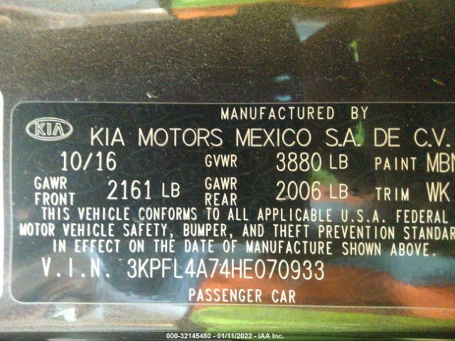 Photo 8 VIN: 3KPFL4A74HE070933 - KIA FORTE 