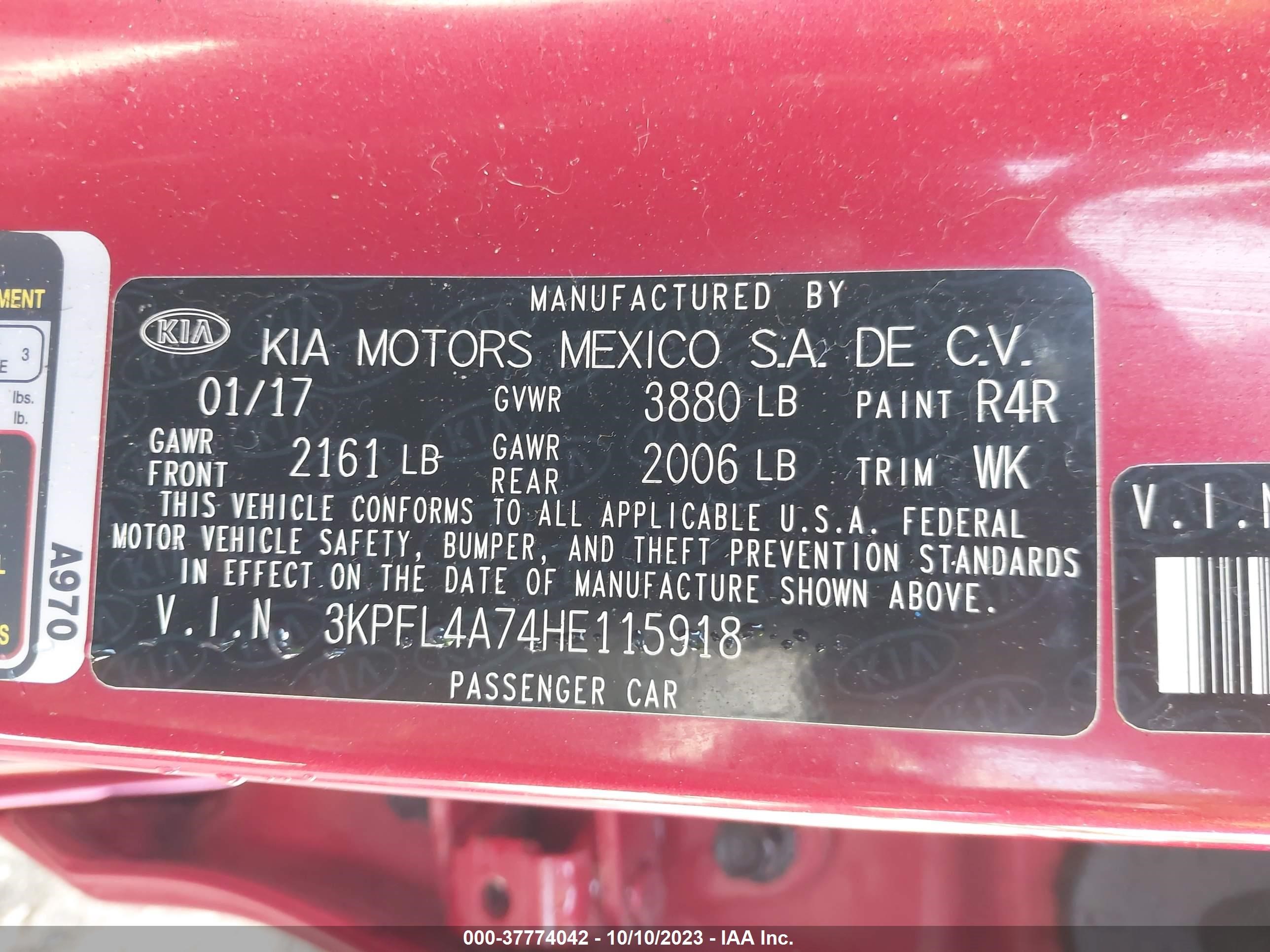 Photo 8 VIN: 3KPFL4A74HE115918 - KIA FORTE 