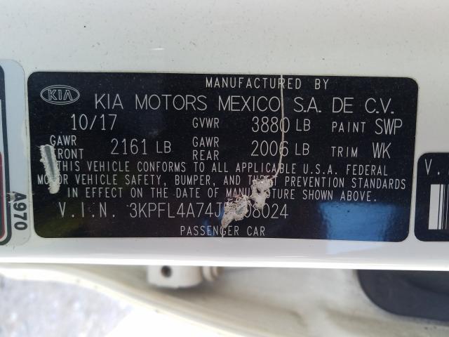 Photo 9 VIN: 3KPFL4A74JE208024 - KIA FORTE LX 