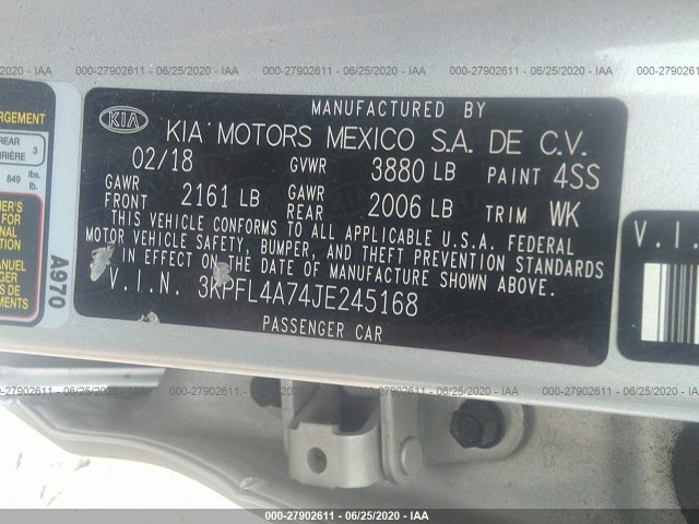 Photo 8 VIN: 3KPFL4A74JE245168 - KIA FORTE 