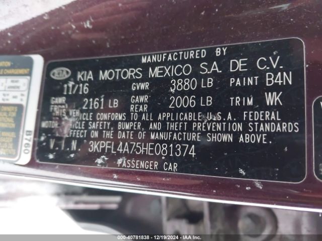Photo 8 VIN: 3KPFL4A75HE081374 - KIA FORTE 
