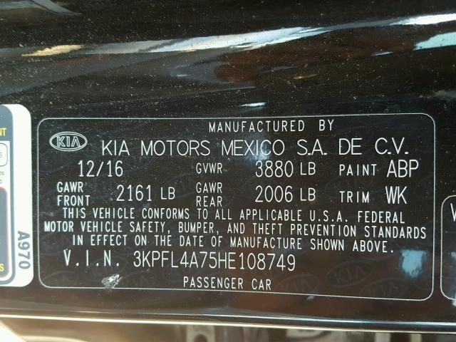 Photo 9 VIN: 3KPFL4A75HE108749 - KIA FORTE LX 