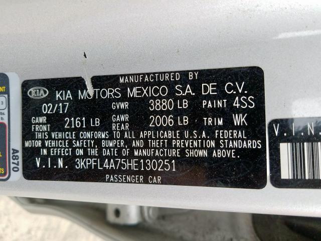 Photo 9 VIN: 3KPFL4A75HE130251 - KIA FORTE LX 