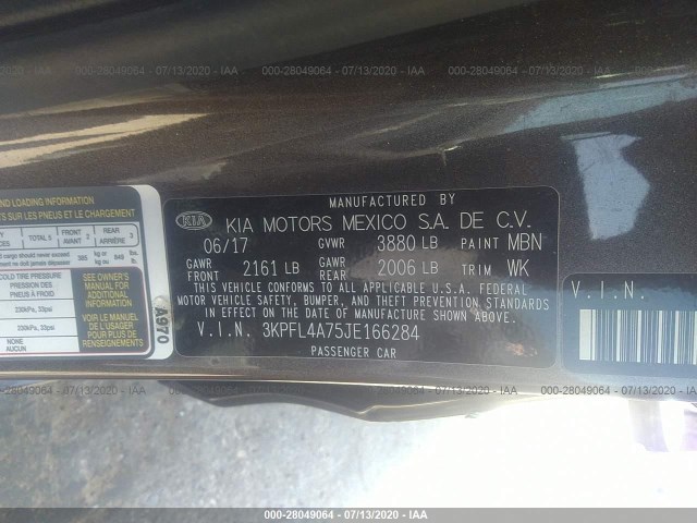 Photo 8 VIN: 3KPFL4A75JE166284 - KIA FORTE 