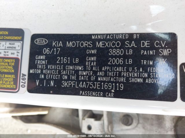 Photo 8 VIN: 3KPFL4A75JE169119 - KIA FORTE 