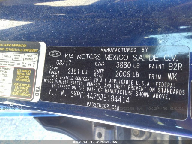 Photo 8 VIN: 3KPFL4A75JE184414 - KIA FORTE 