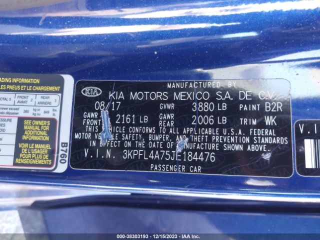 Photo 8 VIN: 3KPFL4A75JE184476 - KIA FORTE 